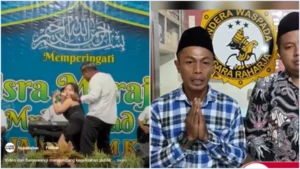 Penampilan biduan saat peringatan Isra Miraj di Banyuwangi