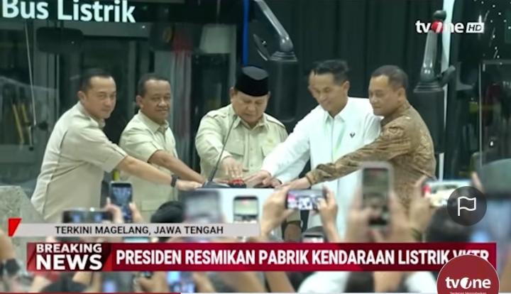 Prabowo Resmikan Pabrik Kendaraan Listrik VKTR di Magelang, Tonggak Baru Industrialisasi Hijau Nasional