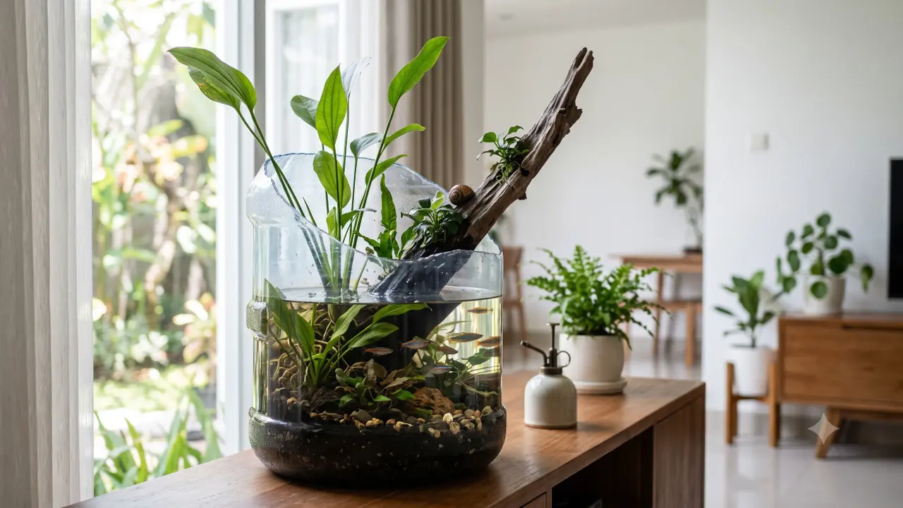 8 Ide Aquascape dari Galon Bekas, Dekorasi Rumah Estetik, Hemat Biaya, dan Ramah Lingkungan