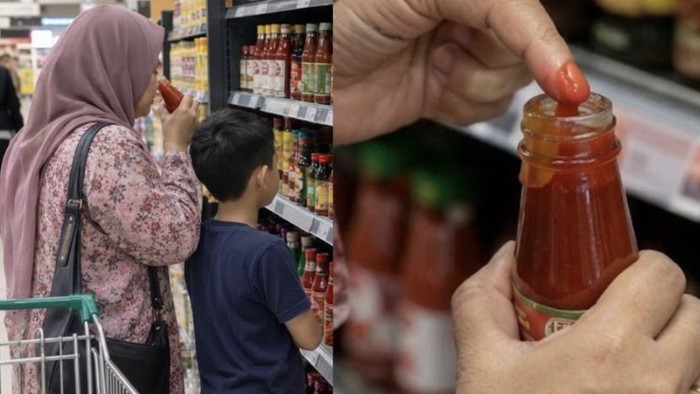 Viral Aksi Pelanggan Cicipi Saus Sambal dengan Jari di Supermarket, Botol Dikembalikan ke Rak